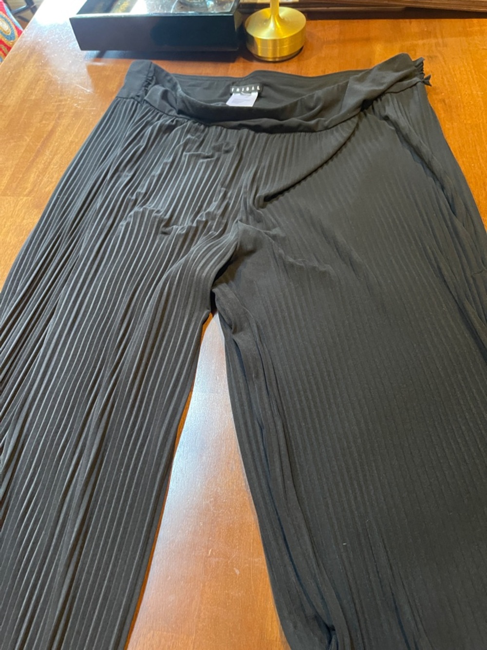 Tribal Wide Leg Pleated Pants in Black